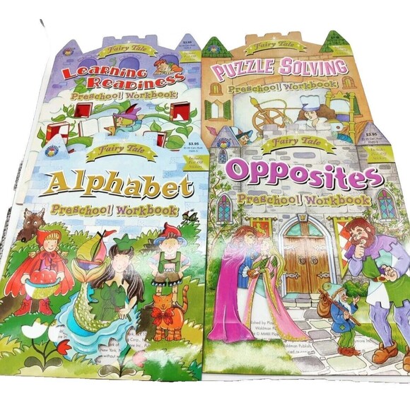 4 Fairy Tale Activity Books Alphabet Opposites Puzzles Learn Readiness Preschool - Picture 2 of 12